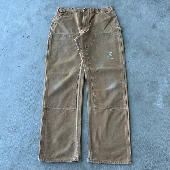 Vintage Y2K Carhartt brown double knee work wear carpenter pants - Picture 1 of 7